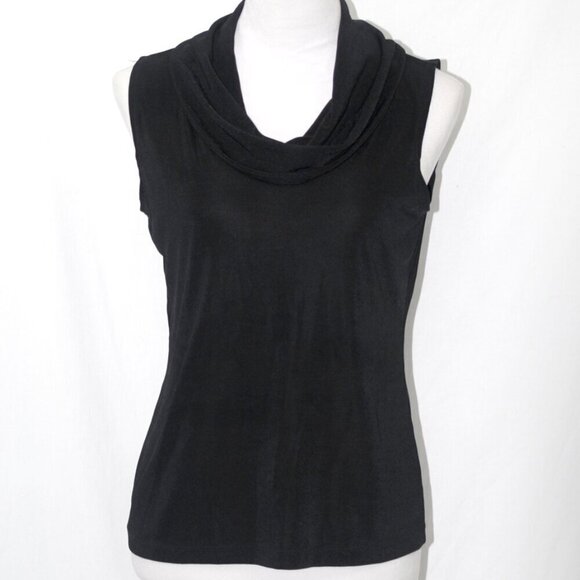 Impressions Tops - Cowl Neck Polyester Sleeveless EUC Impressions Lifestyle Womens Small Black Top